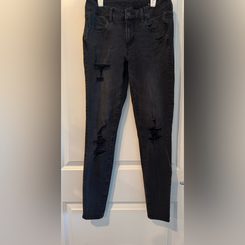 American Eagle Distressed Black Skinny Jeans